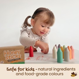 Honeysticks 100% Pure Beeswax Crayons (12 Pack) - Pastel Coloured, Non Toxic Crayons, Safe for Babies and Toddlers, For 1 Year Plus, Made with Natural Beeswax and Food-Grade Colours, Eco-Friendly