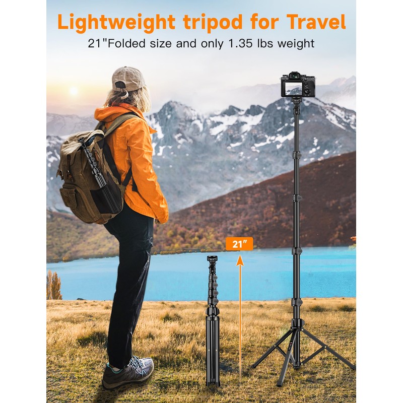 Phone Tripod, 86" Tall Tripod for iPhone with Flexible Gooseneck