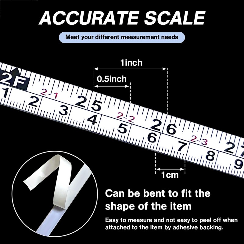 2 Pack Self-Adhesive Measuring Tape, 78 Inch/200cm Steel Peel &