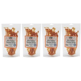 3oz GoGo Turkey Tendon Strips Dog Chew Treats Sourced and Made in The USA - 4 Pack