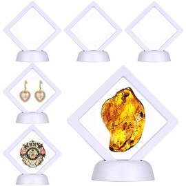 HAOBIN Floating Frame Display Holder Coin Display Box Floating Frame Display Frame Coin Stand Presentation Stand with Base for Display Ring Pendant Bracelet Jewellery Pack of 6
