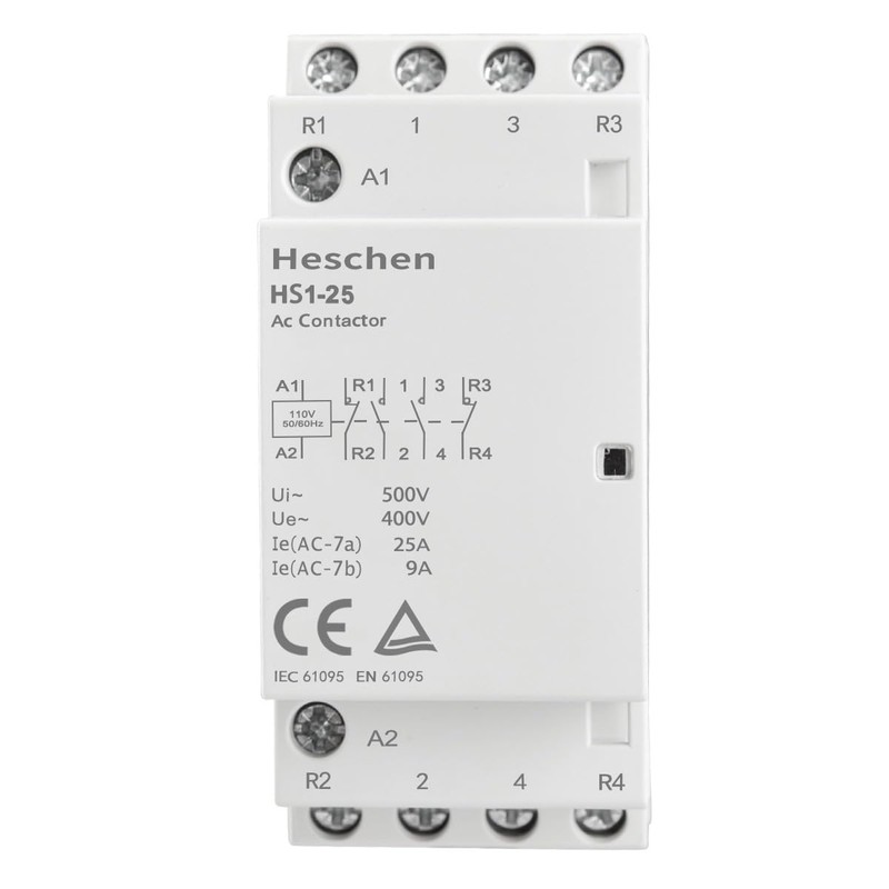 Heschen Household AC Contactor, HS1-25, Ie 25A, 4 Pole 2NO