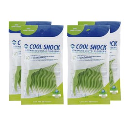 Cool Shock  Flossers de Té Verde y Menta. 4 paquetes con 20 piezas cu.