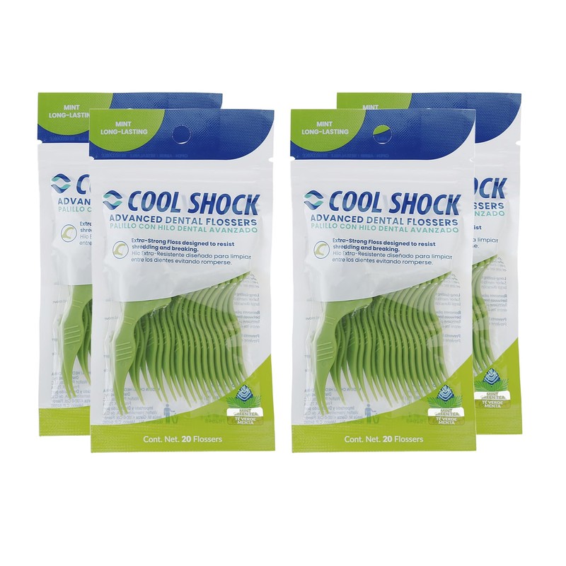 Cool Shock Flossers de Té Verde y Menta. 4 paquetes
