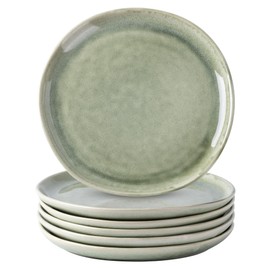 AmorArc Ceramic Plates Set of 6, 8.5 Inch Handmade Reactive Glaze Stoneware Plates set for Dessert, Salad, Appetizer, Small Dinner Plates, Microwave & Dishwasher Safe, Scratch Resistant