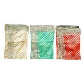Set of 3 Chunari Artificial Silk Cloth Puja Chunni Aasan Mat for Statue Frame Idol Temple & Indian Traditional Housewarming Festival Decoration (Size :- 40 Inches x 22 Inches)(Red, Green and Cream)