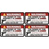 x4 / Four Pack Security Auto Warning 2nd Amendment Vinyl