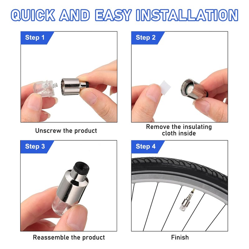 Dickno 8PCS LED Tire Valve Stem Cap Lights, Neon Spoke