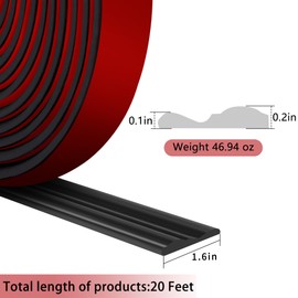moonoom 20 Ft x 1.6'' Wall Decoration Molding Trim, Black Self-Adhesive 3D Chair Rail Panel Molding, Flexible DIY Wall Trim for Mirror, Window Frame and Home Decoration
