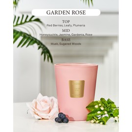 M&SENSE Garden Rose Scented Candle Home Decor, Extra Large 3 Wick Natural Soy Wax Candles for Home Scented, Christmas Candles Gift for Winter Holiday, 150 Hours Long Lasting Slow Burning, 35 OZ