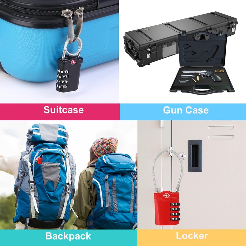 ZHEGE Suitcase Padlocks, TSA Approved Luggage Locks with Open Indicator,