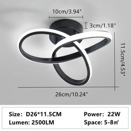 Goeco LED Ceiling Light, LED Ceiling Light Modern Ceiling 22W 2000LM, Ceiling Lamp for Corridors Balconies Stairwells, 6000K Cool White Light, Diameter 24cm