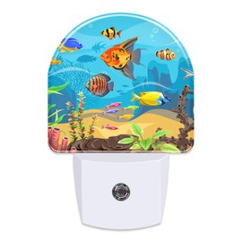 sndheke Colorful Fish and Marine Corals Night Light Plug into Wall,Beautiful Underwater Ocean World Dusk to Dawn Night Light Plug in,0.5w Energy Saving Night Light for Kids Boys Girls Home Decor