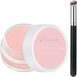 GUOUURR Under Eye Brightener Concealer With Brush & Color Corrector for Dark Circles Coverage,Natural Finish Professional Grade Formula (Pink)