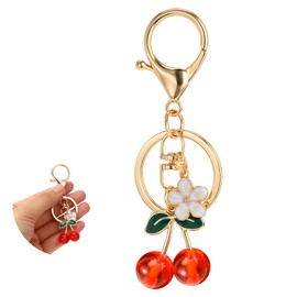Piriuuo Glitter Cherry Bag Charm, Cute Cherry Keychain Purse Charms with Key Ring and Clip Cherry Charm Keychain for Handbags Cherry Accessories for Car Keys Women Girls