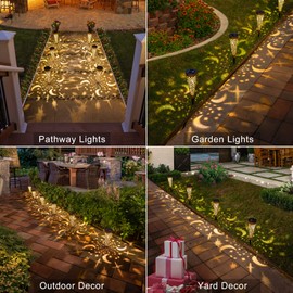Go2garden Solar Lights Outdoor Decorative Stake Lights Waterproof with Moon Star for Patio, Pathway, Backyard, Outside Decorations, Lawn Ornaments,Garden Gifts (Copper, 6pack)