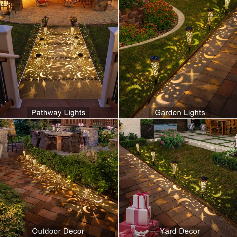 Go2garden Solar Lights Outdoor Decorative Stake Lights Waterproof with Moon