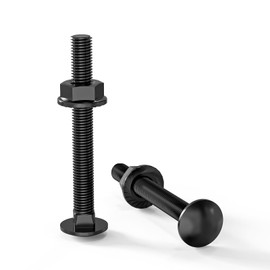 ORTAVA Carriage Bolts M6×50 Stainless Steel A2 V2A DIN 603 (Pack of 20) with Hex Flange Nut, Carbon Steel, Round-Head Screws (Black)