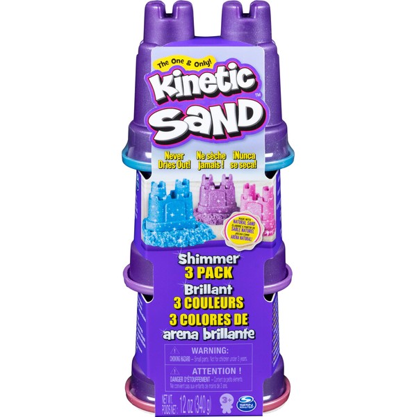 Kinetic Sand Shimmering Sand 3 Pack with Sandcastle Molds
