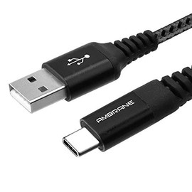 Ambrane Cable Trenzado Tipo C irrompible de Carga rápida 3a de 1,5 Metros Compatible con portátil, Tableta, teléfono Inteligente, irrompible, Carga...