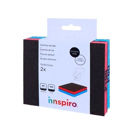 INNSPIRO Set of 2 Super Flexible Sanding Sponges, Fine Grit, 100 and Medium 60, 12 x 10 x 1.2 cm