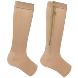 20-30 mmHg Medizinische Kompressionsstrümpfe, Klasse 2 Kompressionsstrümpfe mit Reißverschluss für Damen und Herren, Stützstrümpfe mit offenen Zehen für Krampfadern Ödeme Flug Freizeit (Hautfarbe, M)
