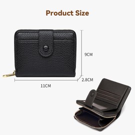 yolzhxe Women's Small Purse with Many Compartments, Soft PU Leather Wallet, Wallet with Large Coin Compartment, Wallet for Storage, black, simplicity
