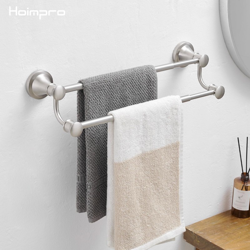 Hoimpro Adjustable Retractable 15-27 Inches Stainless Steel Bathroom Towel Bar,