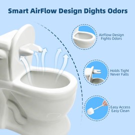 Kobzipanda Novelty Toilet Brush Holder, Mini Toilet Shaped Ceramic Bathroom Decor with Self-Draining Base & Brush - Unique Funny Gift for Home, Office Desk Organizer (White)