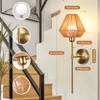 Battery Operated Wall Sconce Set of 2, Rattan Rechargeable Wall