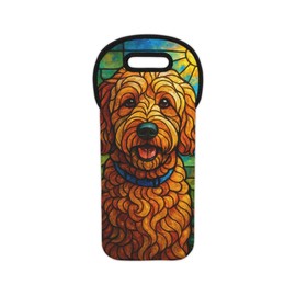 Queen of Wrap Vibrant Pet-Themed Wine Tote Bag | Dog Lover Gift, Stained Glass Design, Wine Carrier, Perfect for Parties