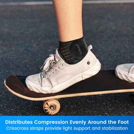 Velpeau Foot & Ankle Support Brace Compression Sleeve with Adjustable Strap, Elastic Wrap for Plantar Fasciitis, Achilles Tendonitis, Sprained, Sports Bandage Sock for Men Women(Single, Black, Reg)