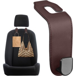 Paquete de 2 ganchos para reposacabezas de asiento de coche, ganchos elegantes organizadores para bolsos, abrigos, paraguas (café)