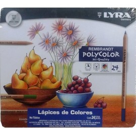 LYRA Rembrandt Polycolor, Fine Art Coloured Pencil Set, 24 Assorted Colours, Ideal for Professionals & Students