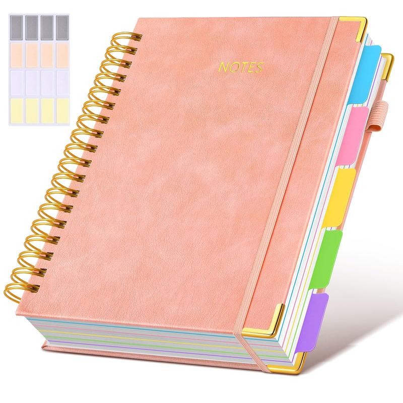 Hardcover Spiral Notebook journal with Removable Dividers Tabs, 300 Pages