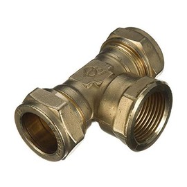15mm x 15mm x 1/2" Compression Threaded Centre Tee (Known as 15mm tee/Brass Compression Fittings/Plumbing Compression Fittings/Brass tee Fitting Also Available in 22mm x 22mm x 1/2 inch BSP)