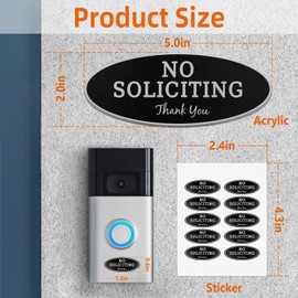No Soliciting Sign for House 2 PCS Acrylic Set with 10 Small No Soliciting Stickers Weatherproof,Easy to Install Funny No Solicitation Signs for Home Front Door Window and Yard Black/White