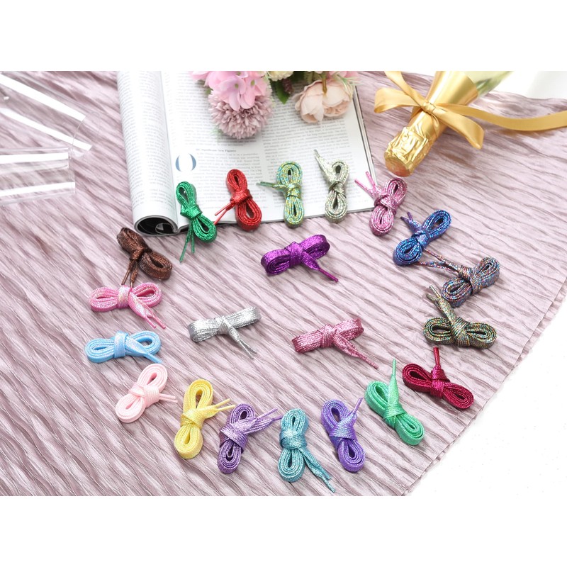 [Allegra K] Glossy Shoelaces, Flat Laces, Flat Laces, Shiny Laces,