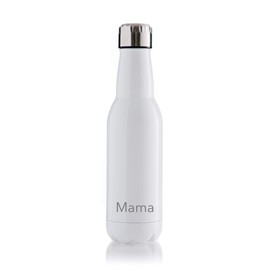 BOHORIA® Insulated Stainless Steel Water Bottle 500 ml with Engraving - Thermal Flask Double Walled & Vacuum Insulated - Water Bottle for Work, School, University, Sports, Travel (White Bottle)