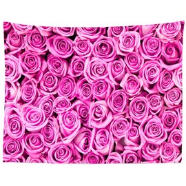 Loccor 9x6ft Fabric Flowers Backdrop Photography Backdrop Pink Rose Wall Art for Women Girls Living Room Dorm Apartment Home Baby's Room Wall Covering College Bedroom Aesthetic Wall Hanging Curtain