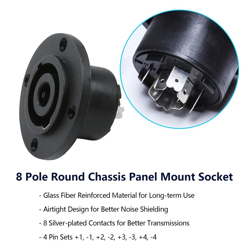 SUNNAREPOON 2 Sets 8 Pole Speakon Connector Kit, 8 Pin