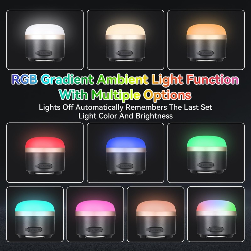 Romon Led Campinglampe,3600 Mah Akku,RGB Farbwechsel Camping Laterne Mit USB
