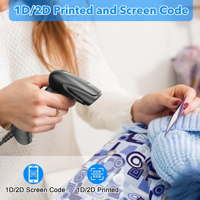 Barcode Scanner with Stand USB Wired Inventory 2D 1D QR