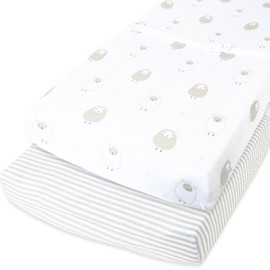 Cuddly Cubs Rayas Grises y Cama de Oveja, Gris, Changing Pad Covers