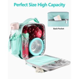 Amersun Kids Lunch Box with 8MM Insulated sponge & Multi-pocket & Water Bottle Holder, Keep Food Warm Cold School Lunch Bag for Kids Teen Girls Boys,Lunch Tote Bag for Children,Light Blue New