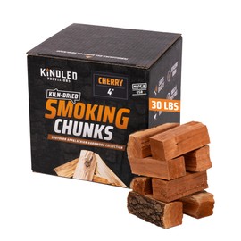 Cherry Wood Chunks for Smokers by Kindled Provisions - Kiln Dried Box of 30 Lbs & 4-6" Sweet Fruity BBQ - Smoking Wood Chunks Grill - Premium Southern Appalachian Hardwood - Grill Pork, Beef & Poultry