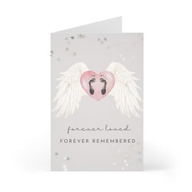 Pregnancy Loss Sympathy Card, Miscarriage Condolence Card with Angel Wings and Baby Footprints