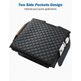 JOYTUTUS Center Console Cover Compatible with 2013-2018 Ram 1500 & 2013-2026 Ram 2500/3500/1500 Classic Model Jump Seat, Leather Arm Rest Armrest Cover for Car, Middle Console Cover Lid, with 2 Pocket