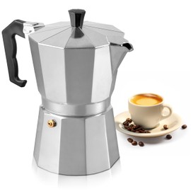 Mixpresso 6 Cup Moka Pot Cuban Coffee Maker, Moka Pot for Gas, Electric Stove Top, Classic Italian Coffee Maker, Stovetop Espresso Maker, Camping Pot Makes 6 Espresso Cup 10 Oz