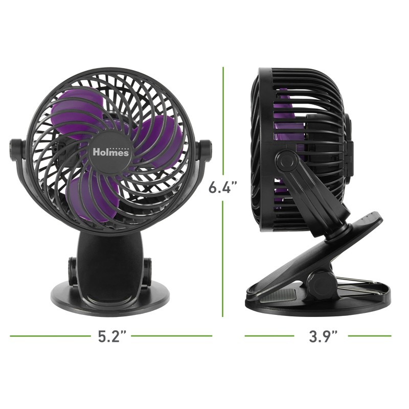 Holmes 4” On-The-Go Personal Fan with Clip – 3 Speeds,